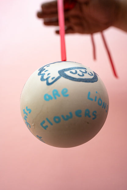 "Words are Lions or Flowers No.1" - Hand-Painted Ceramic Ornament