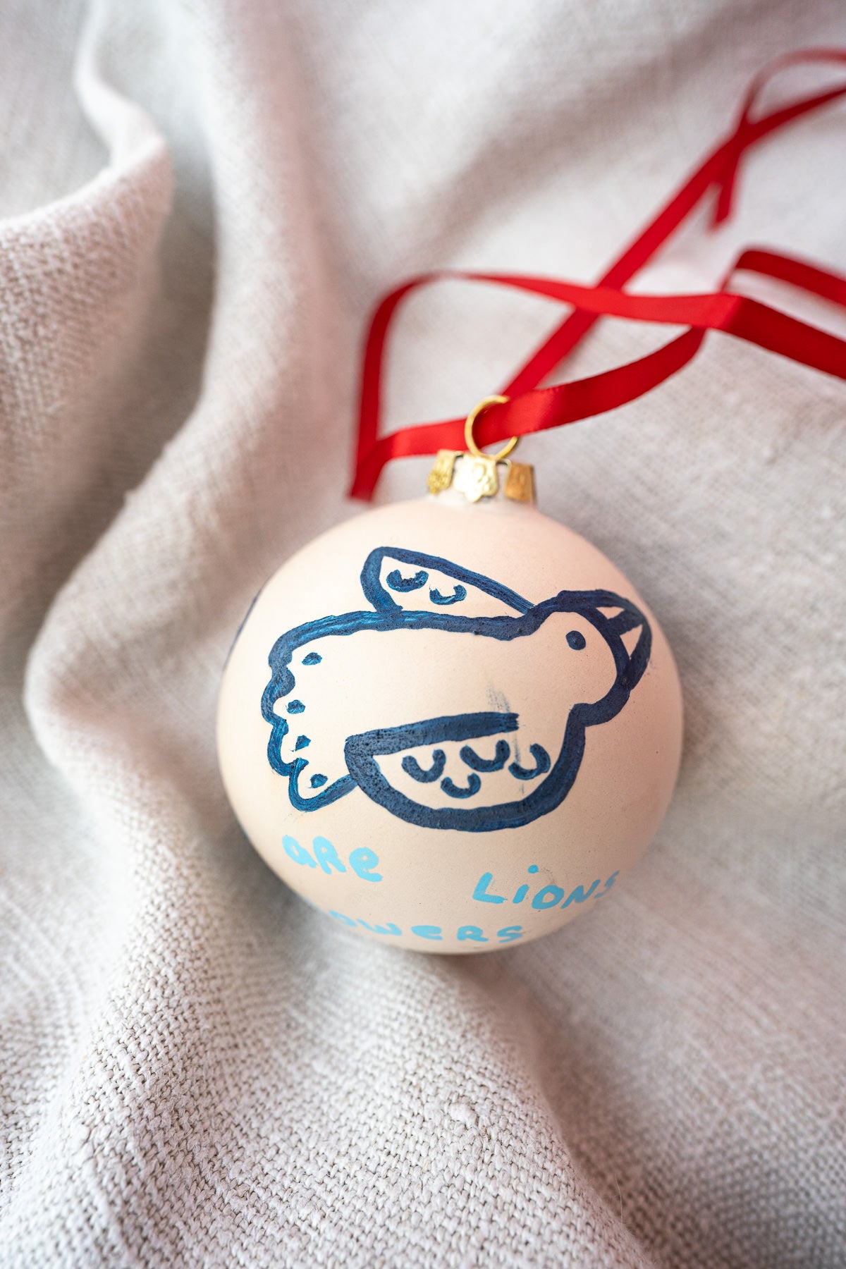 "Words are Lions or Flowers No.1" - Hand-Painted Ceramic Ornament