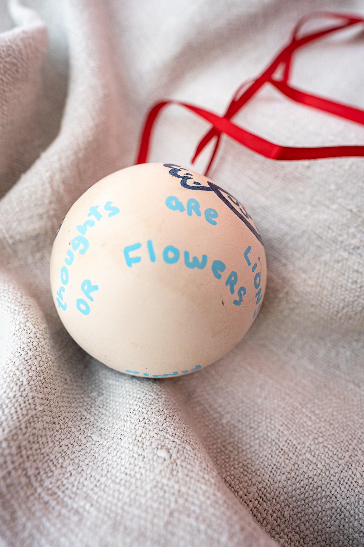 "Words are Lions or Flowers No.1" - Hand-Painted Ceramic Ornament