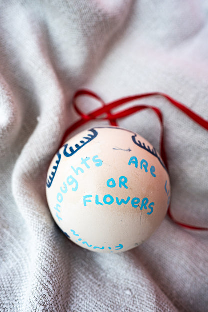 "Words are Lions or Flowers No.6" - Hand-Painted Ceramic Ornament