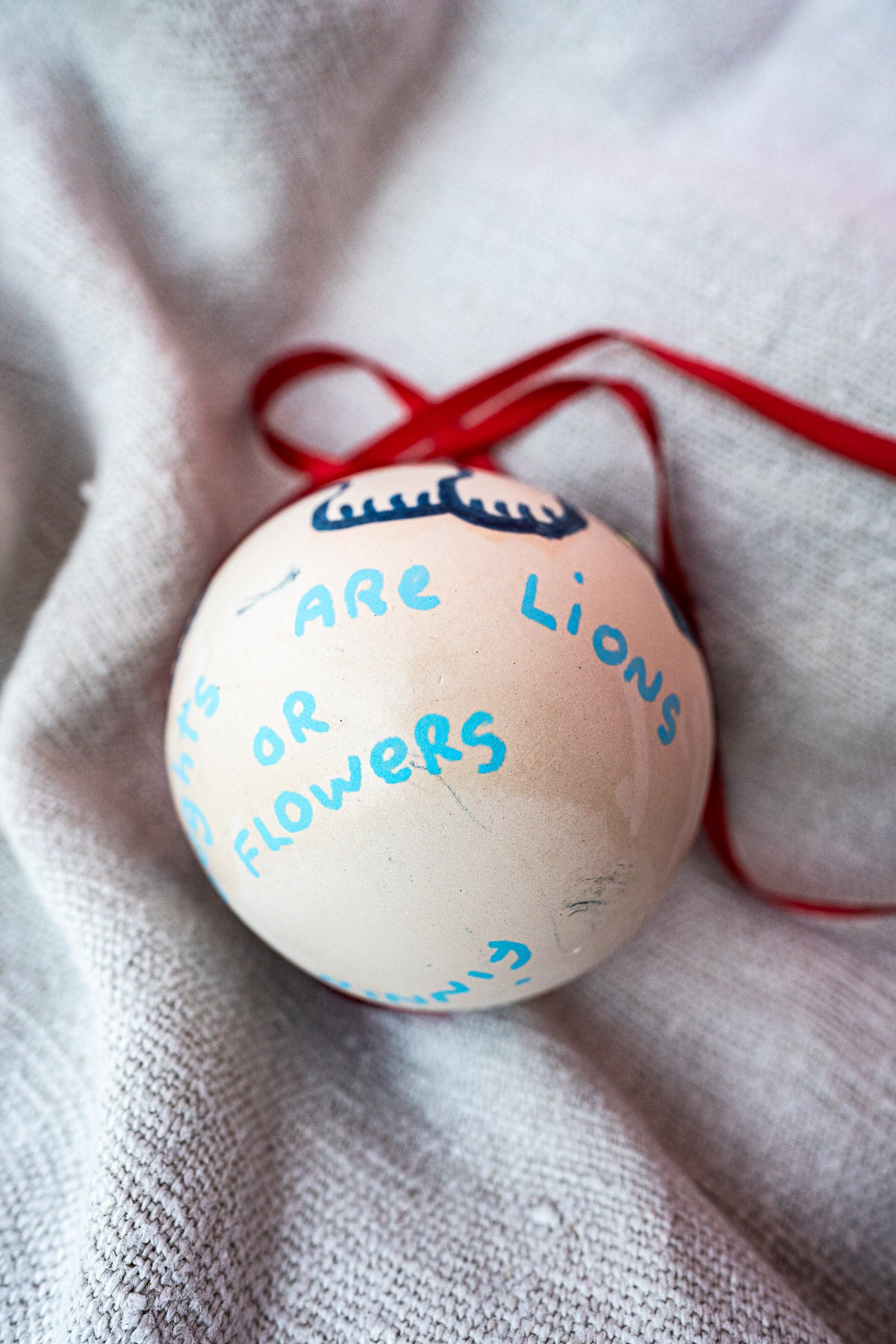 "Words are Lions or Flowers No.6" - Hand-Painted Ceramic Ornament