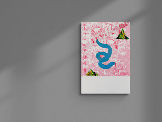 Snake on Pink with Mountains