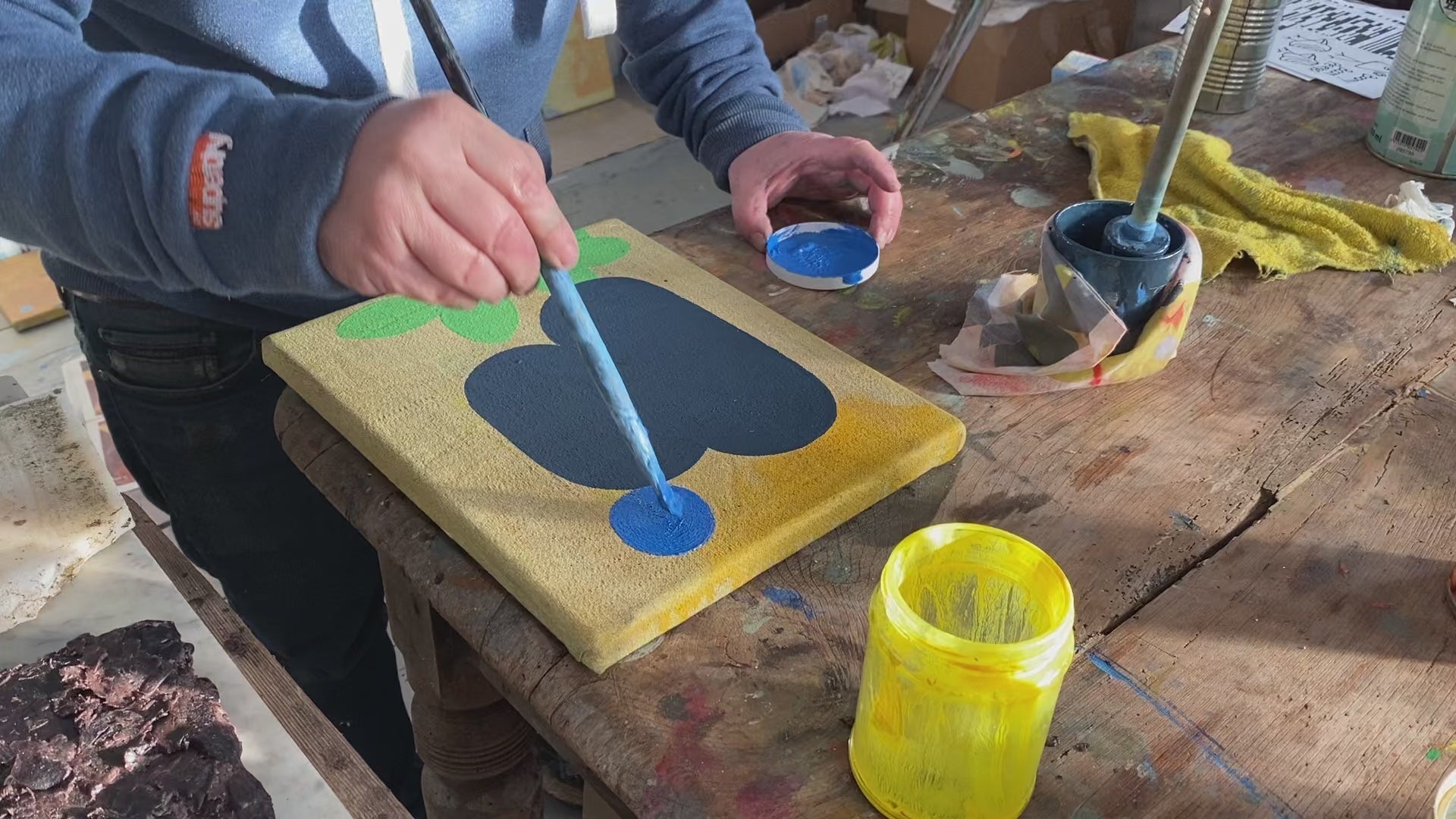 Load video: Martin Finnin painting "Roberto and the Doves" in Italy.